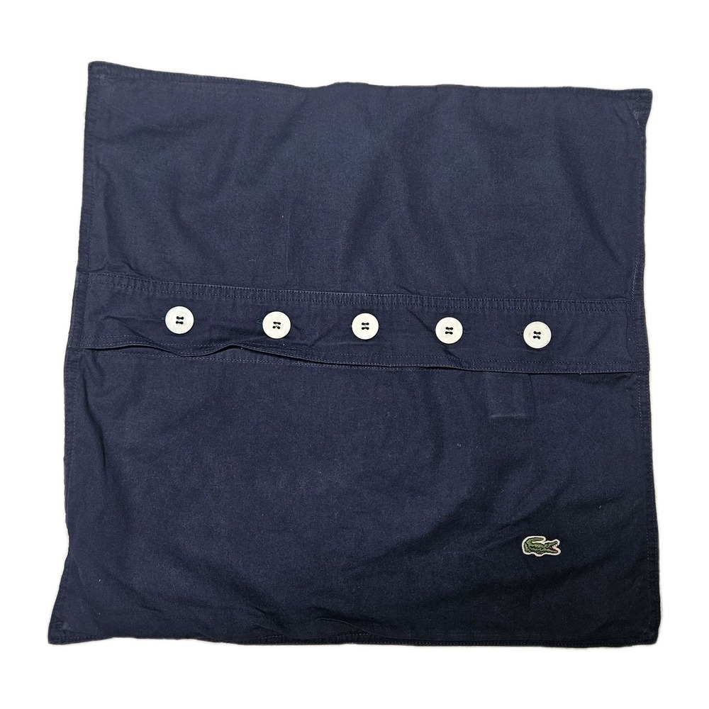 Lacoste Navy Blue 18x18 Twill Pillow Cover Decorative Throw Home  Crocodile Logo